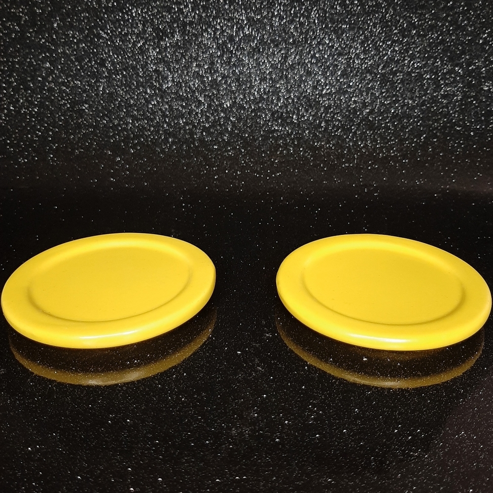 Set of 2 Yellow Ceramic Mug Covers.